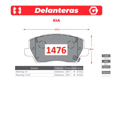 Ital Brakes GTX para Kia morning 1.0 y Kia morning 1.2 EX